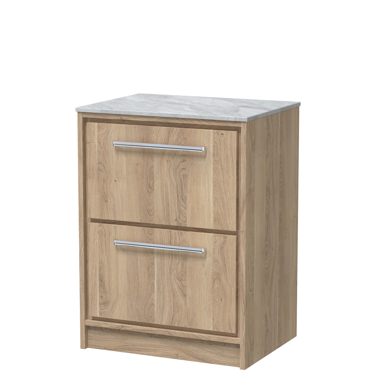 Hudson Reed Lille Woodgrain 2 Drawer Vaniey Unit with Grey Marble Worktop