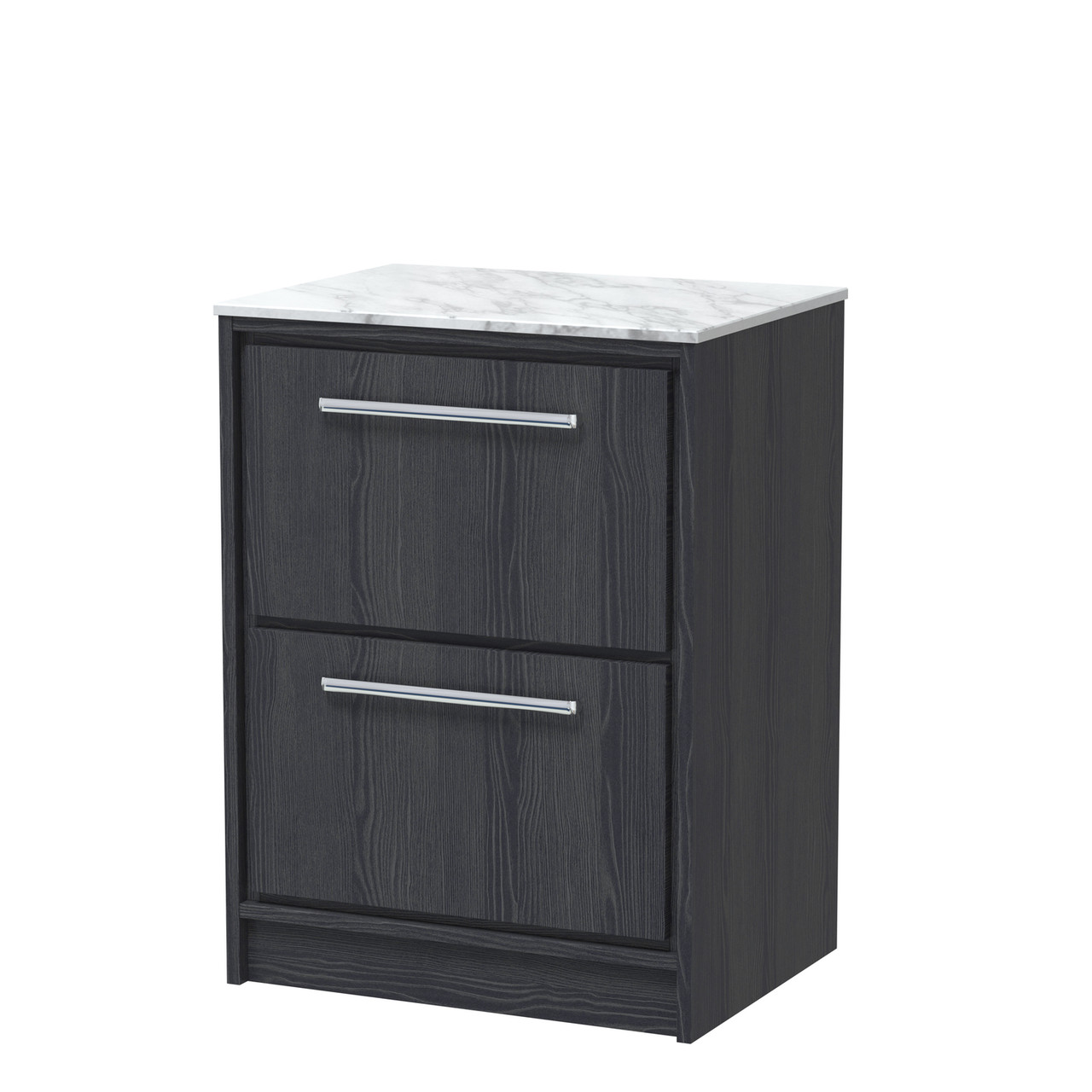 Hudson Reed Lille Woodgrain 2 Drawer Vanity Unit with Carrera Marble Worktop