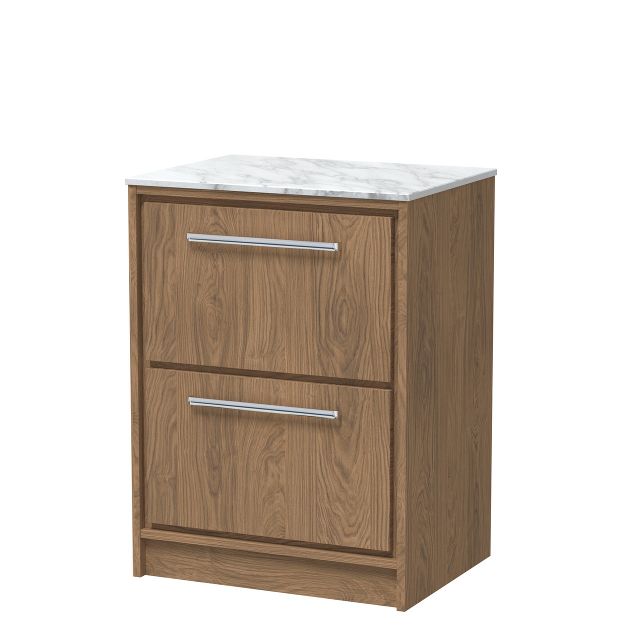 Hudson Reed Lille Woodgrain 2 Drawer Vanity Unit with Carrera Marble Worktop