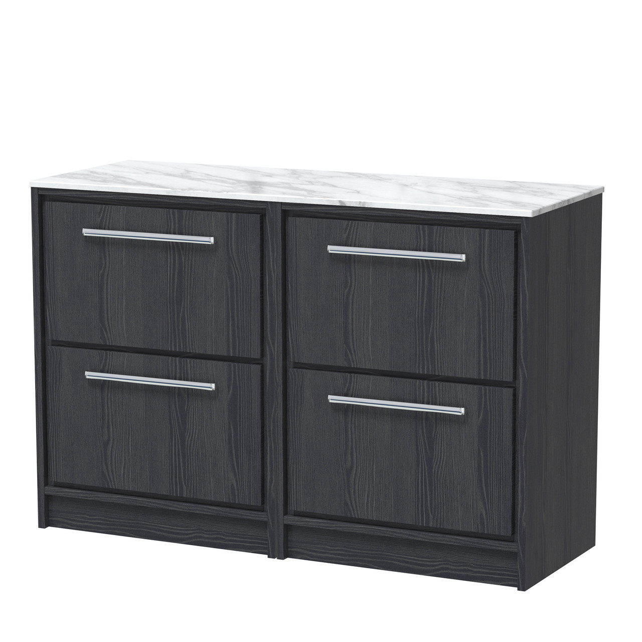 Hudson Reed Lille Woodgrain 4 Drawer Vanity Unit with Carrera Marble Worktop