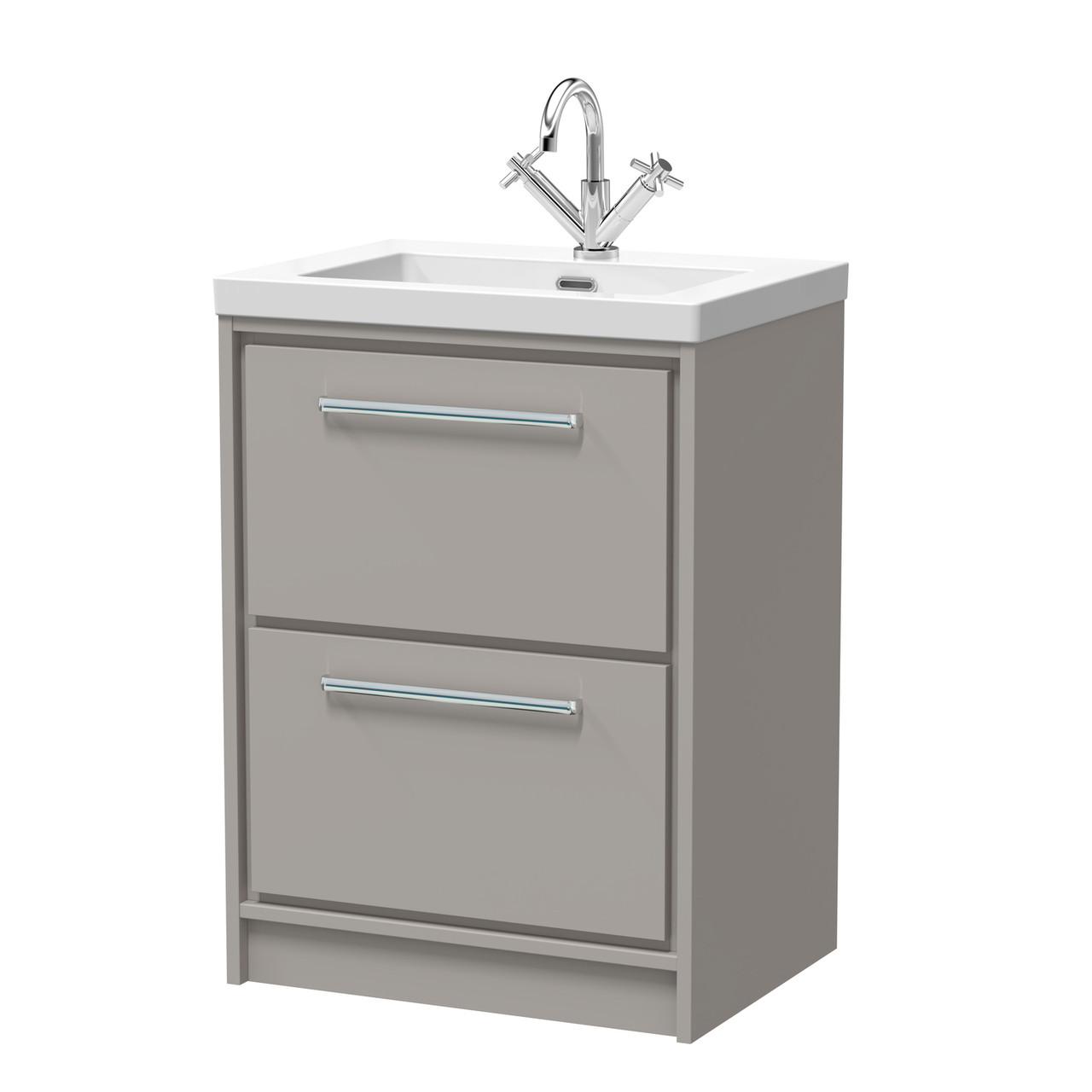 Hudson Reed Lille Matt 2 Drawer Vanity Unit and Minimalist Fireclay Basin