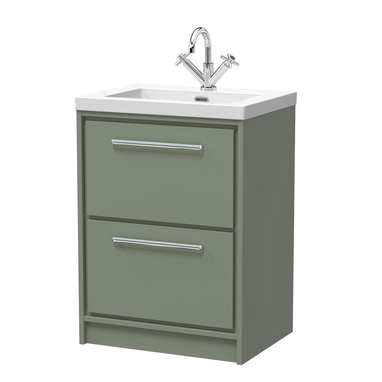 Hudson Reed Lille Matt 2 Drawer Vanity Unit and Minimalist Fireclay Basin
