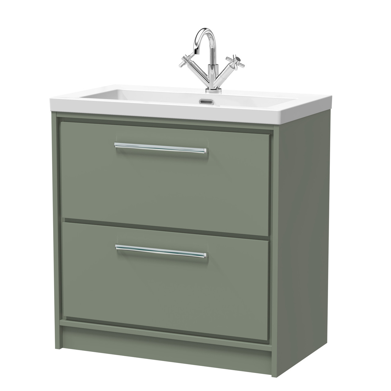 Hudson Reed Lille Matt 2 Drawer Vanity Unit and Minimalist Fireclay Basin