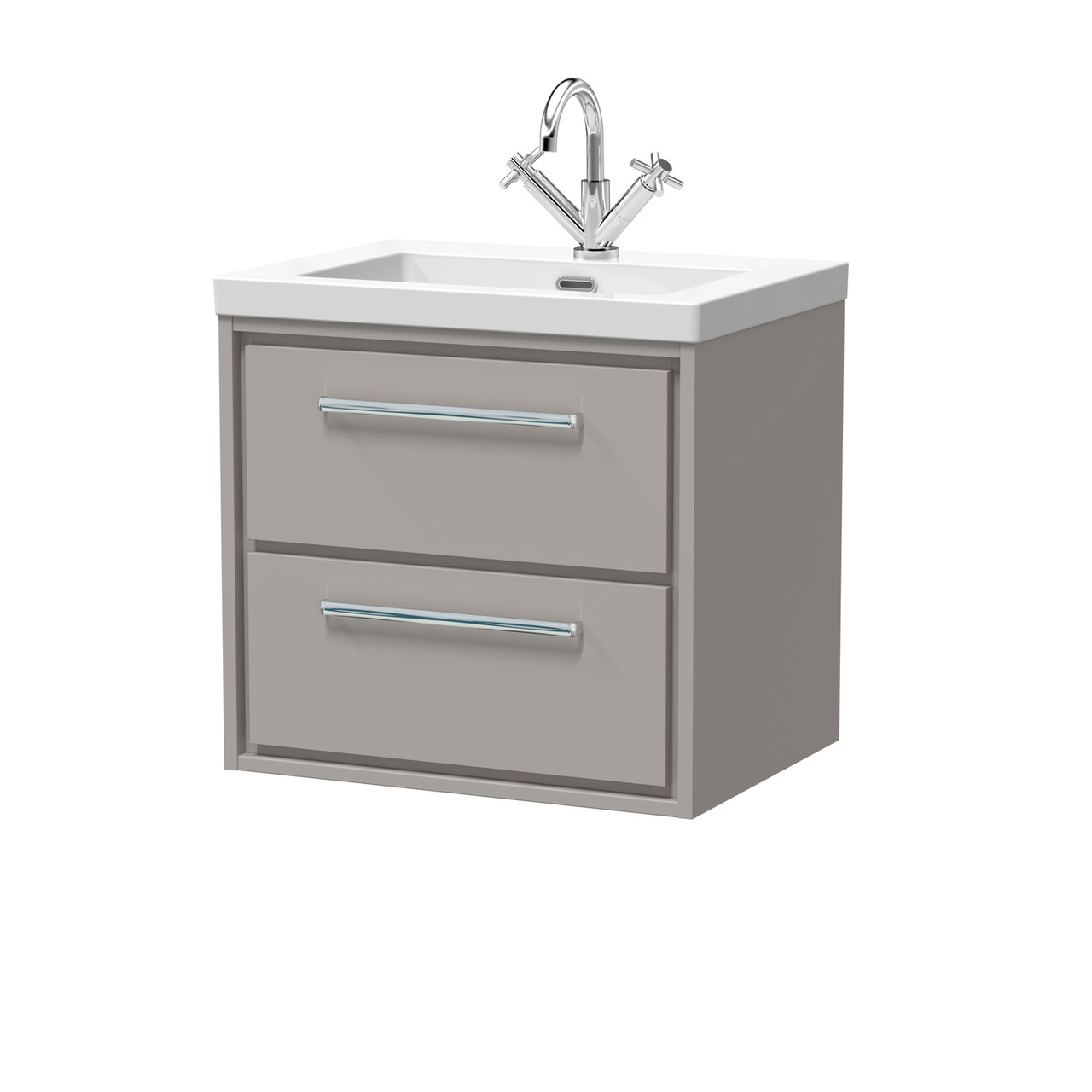 Hudson Reed Lille Matt Wall Hung 2 Drawer Vanity Unit and Minimalist Fireclay Basin
