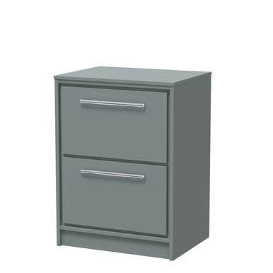 Hudson Reed Coastal Grey Lille Matt 2 Drawer Vanity Unit With Worktop | | Mfc | 600Mm