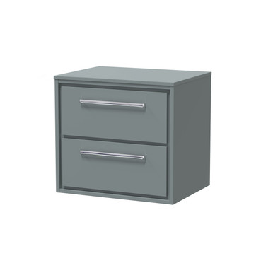Hudson Reed Coastal Grey Lille Matt Wall Hung 2 Drawer Vanity Unit With Worktop | | Mfc | 600Mm