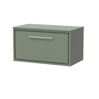 Hudson Reed Fern Green Lille Matt Wall Hung Single Drawer Vanity Unit With Worktop | | Mfc | 800Mm