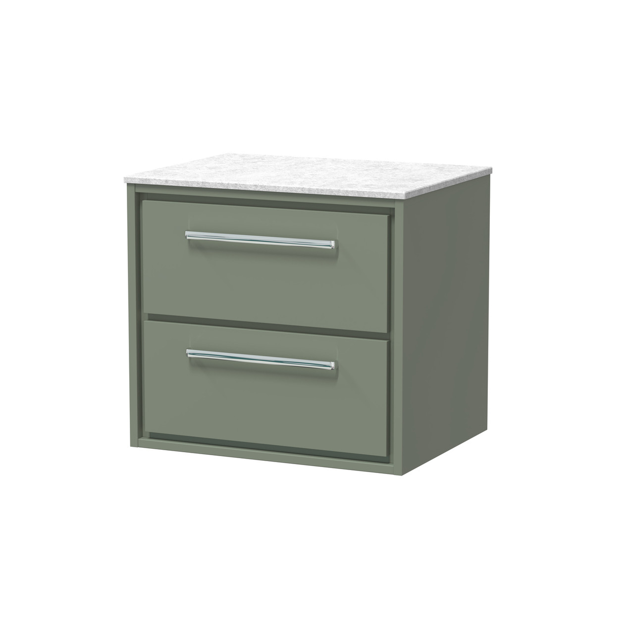 Hudson Reed Lille Matt Wall Hung 2 Drawer Vanity Unit with White Marble Worktop