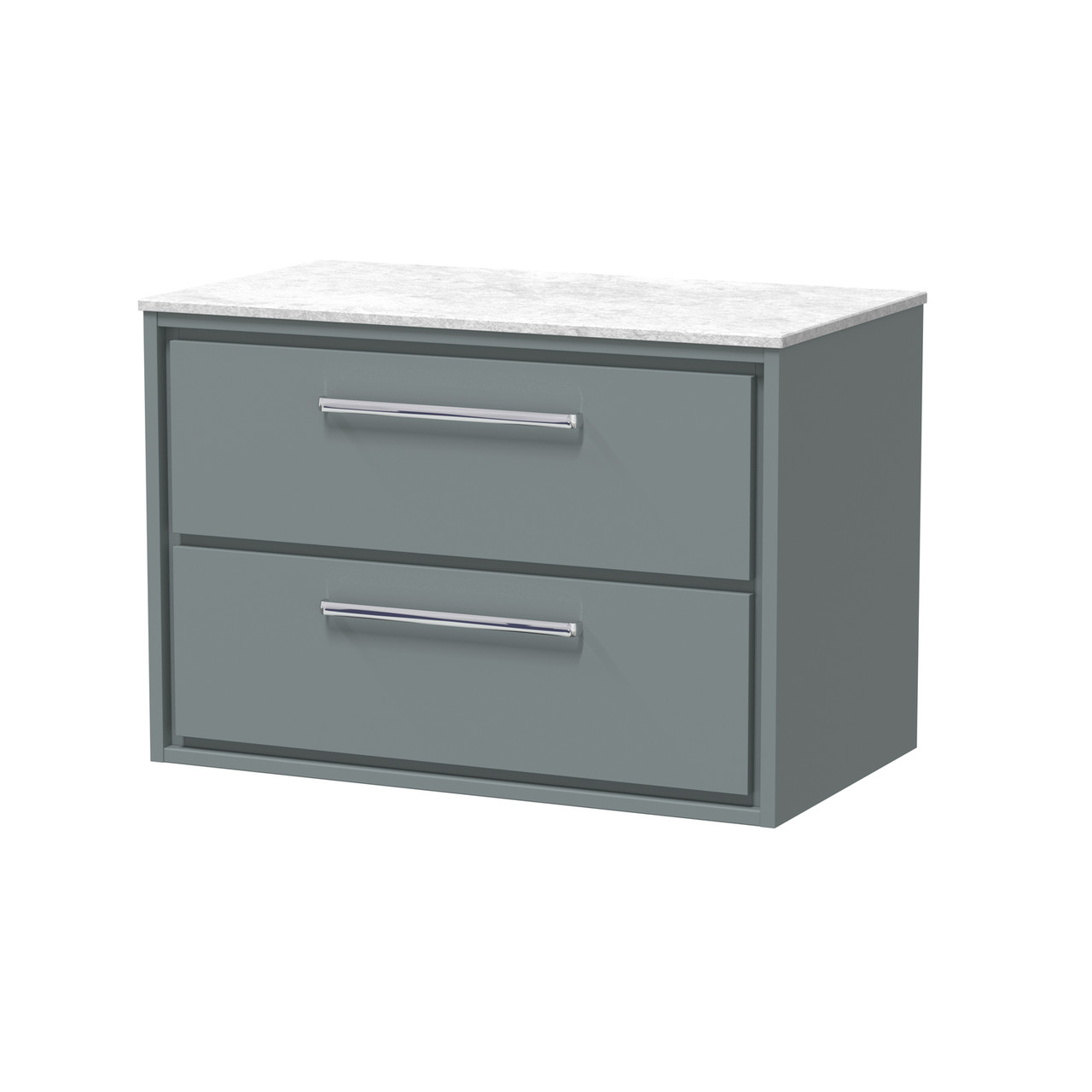 Hudson Reed Lille Matt Wall Hung 2 Drawer Vanity Unit with White Marble Worktop