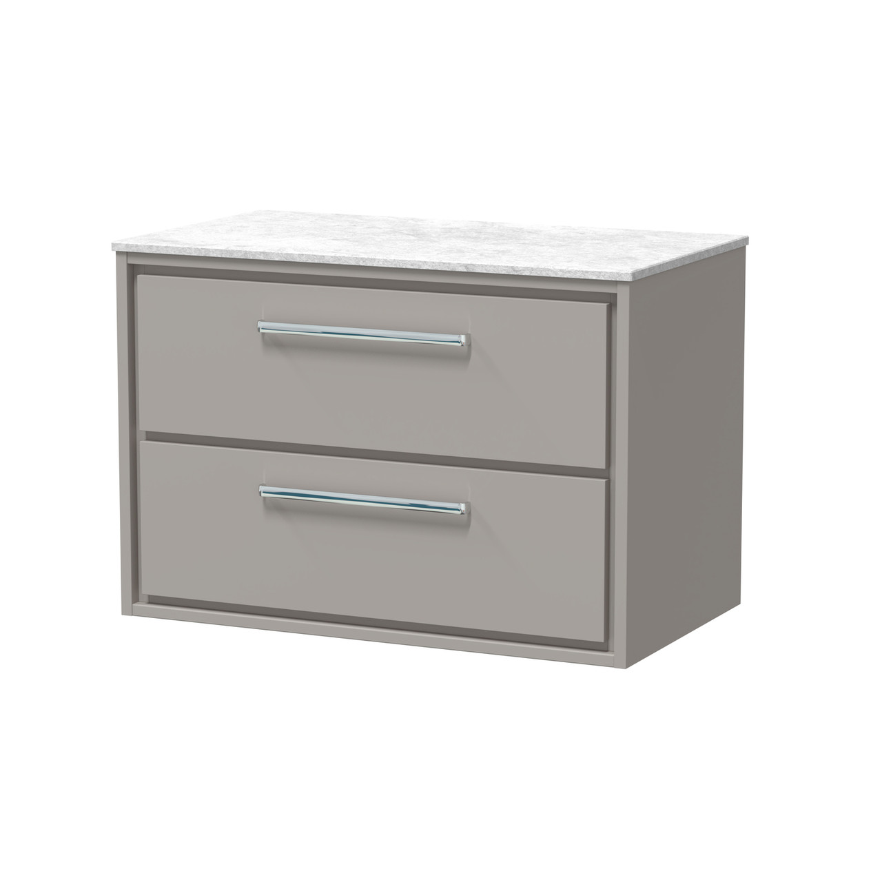 Hudson Reed Lille Matt Wall Hung 2 Drawer Vanity Unit with White Marble Worktop