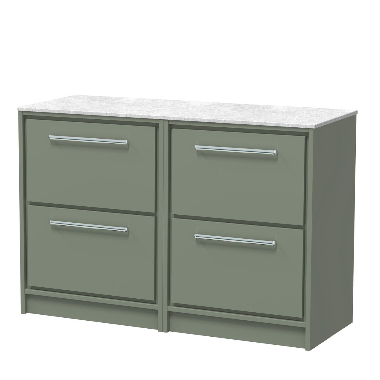 Hudson Reed Lille Matt 4 Drawer Vanity Unit with White Marble Worktop