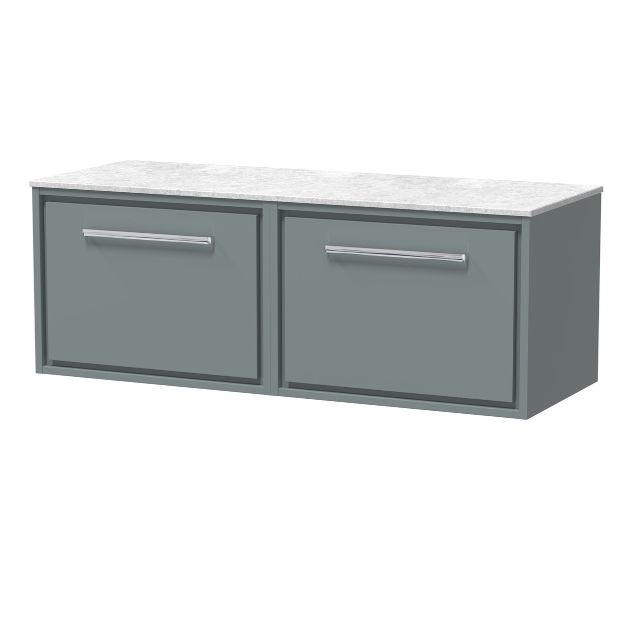 Hudson Reed Lille Matt Wall Hung 2 Drawer Vanity Unit with White Marble Worktop
