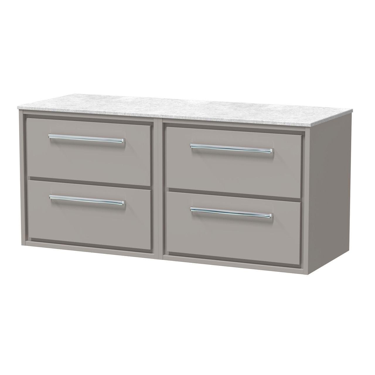 Hudson Reed Lille Matt Wall Hung 4 Drawer Vanity Unit with White Marble Worktop
