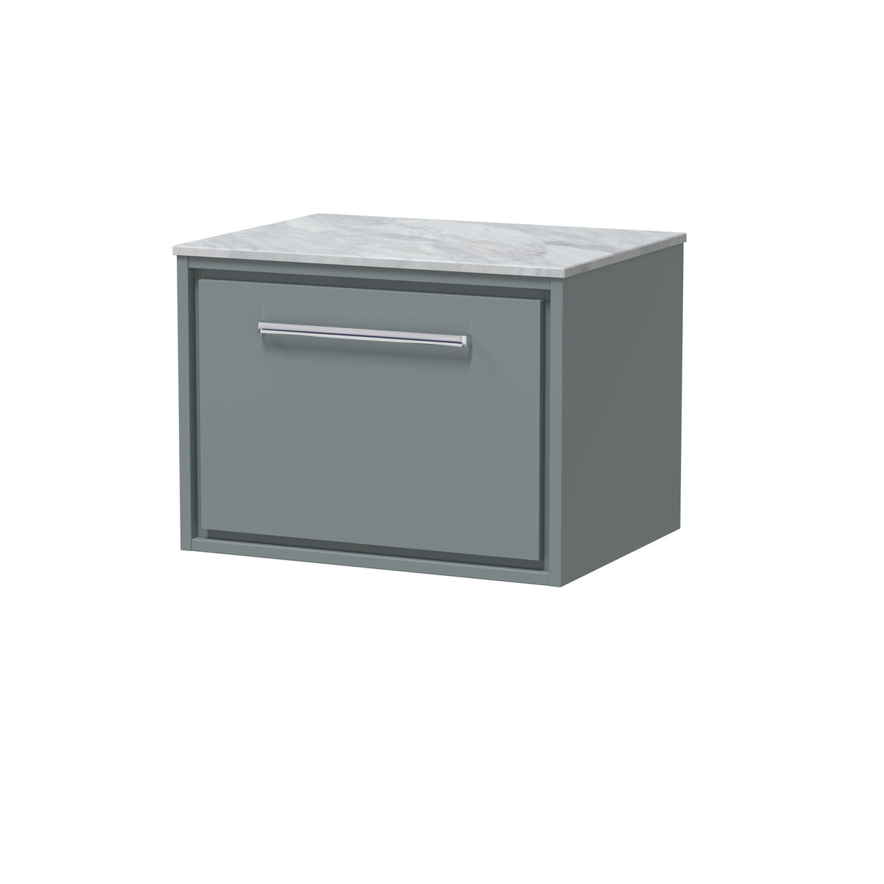 Hudson Reed Lille Matt Wall Hung Single Drawer Vanity Unit with Grey Marble Worktop