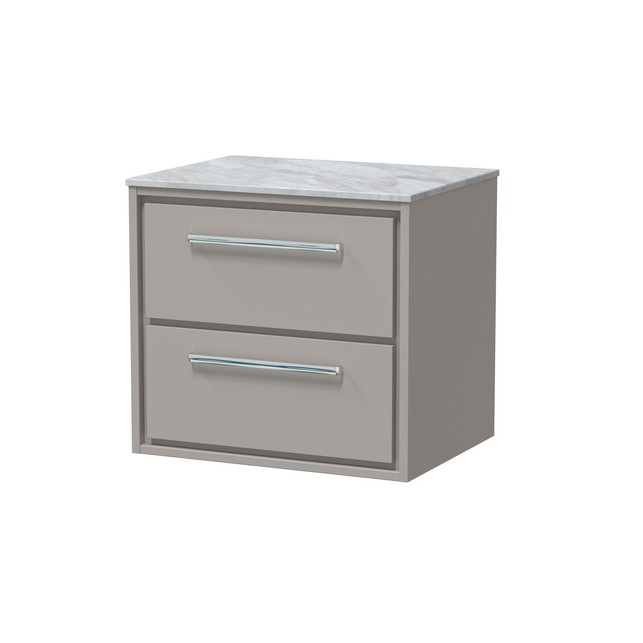 Hudson Reed Lille Matt Wall Hung 2 Drawer Vanity Unit with Grey Marble Worktop
