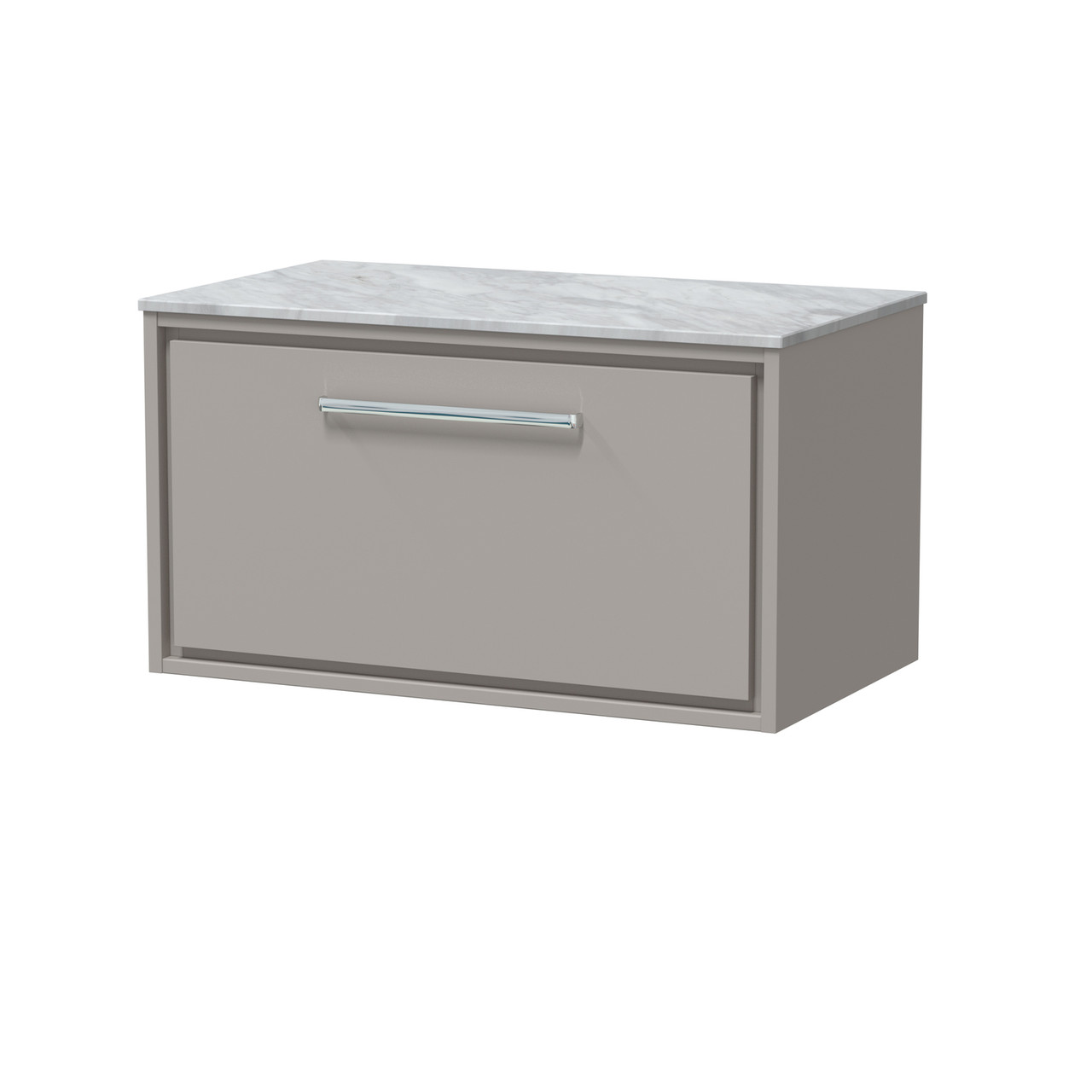 Hudson Reed Lille Matt Wall Hung Single Drawer Vanity Unit with Grey Marble Worktop
