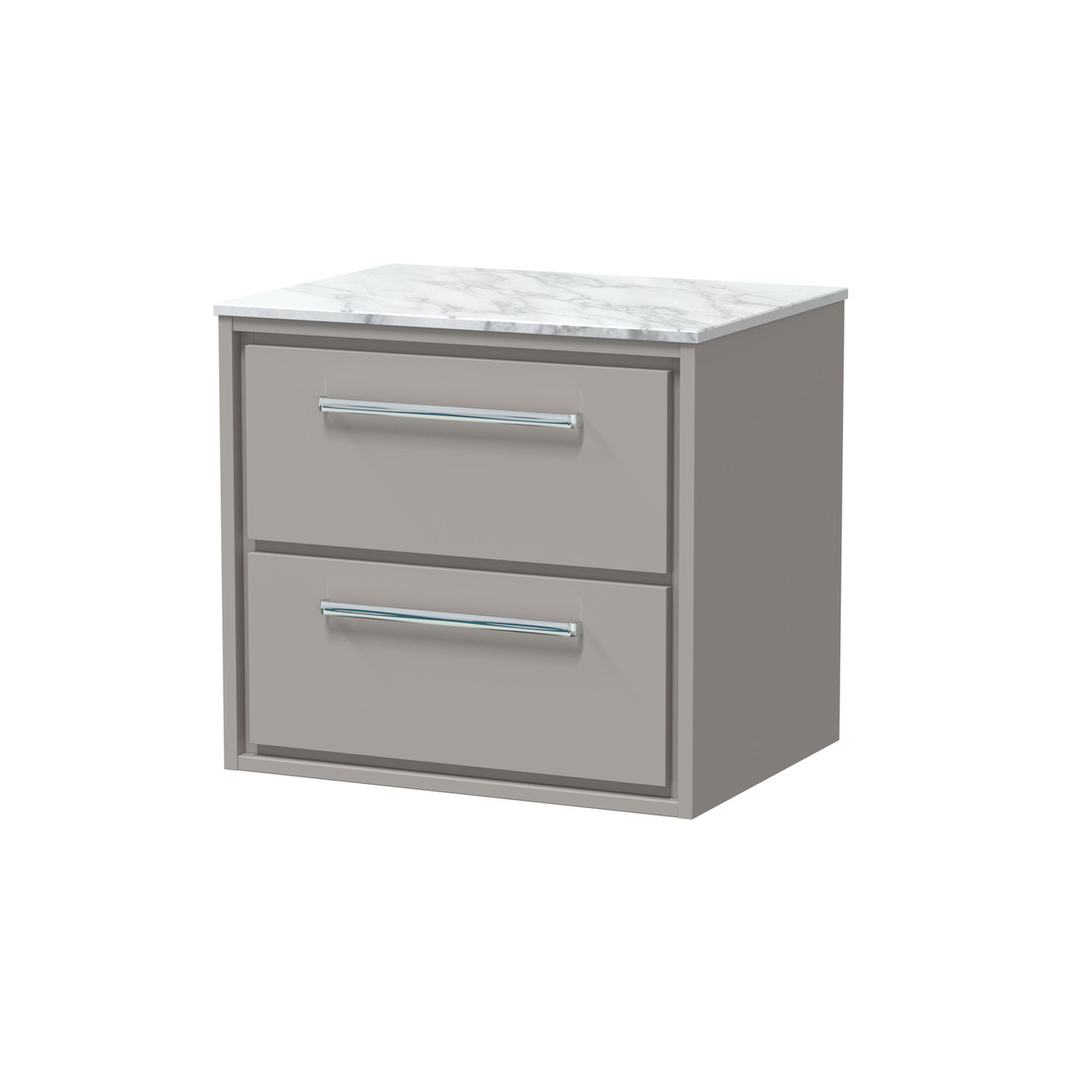 Hudson Reed Lille Matt Wall Hung 2 Drawer Vanity Unit with Carrera Marble Worktop
