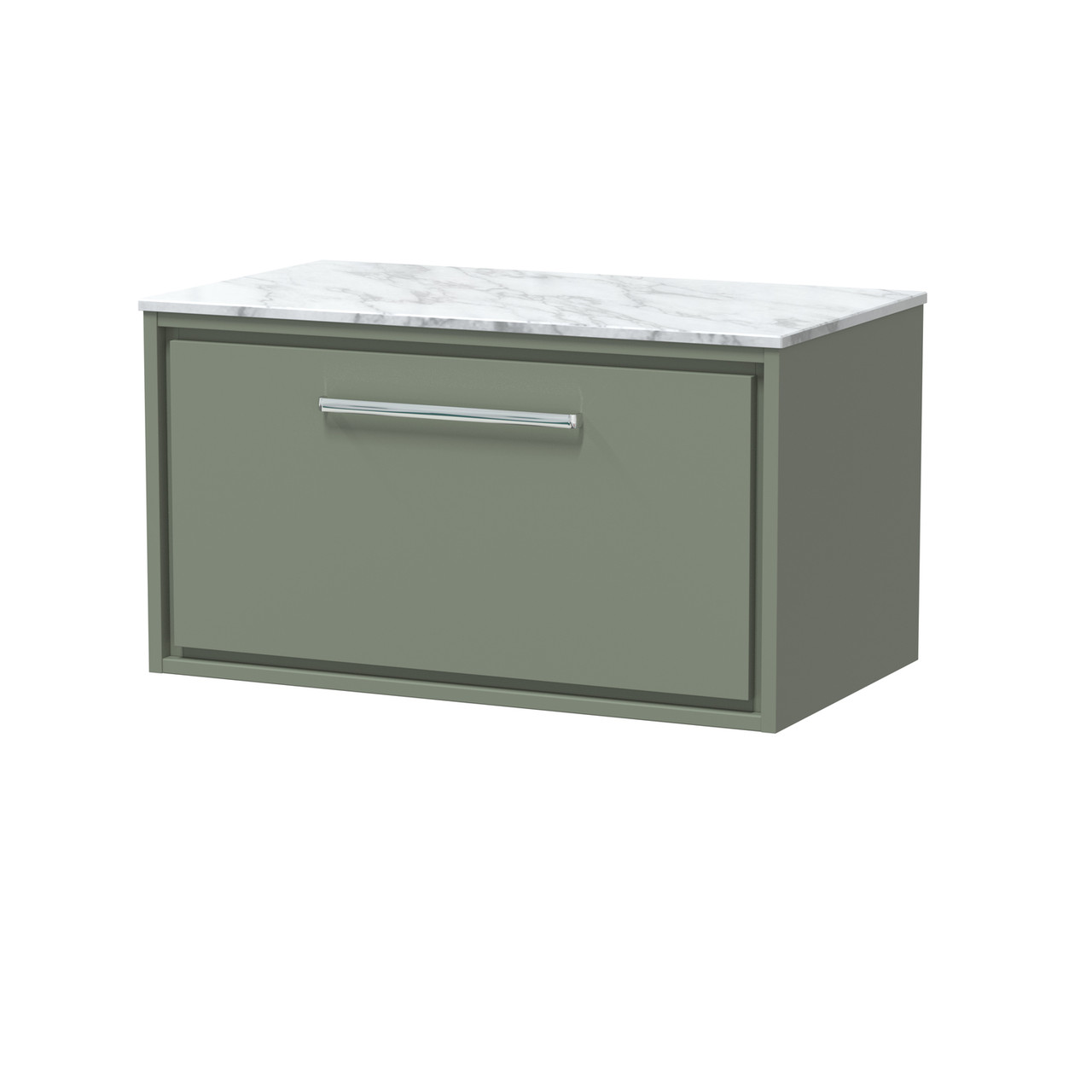 Hudson Reed Lille Matt Wall Hung Single Drawer Vanity Unit with Carrera Marble Worktop