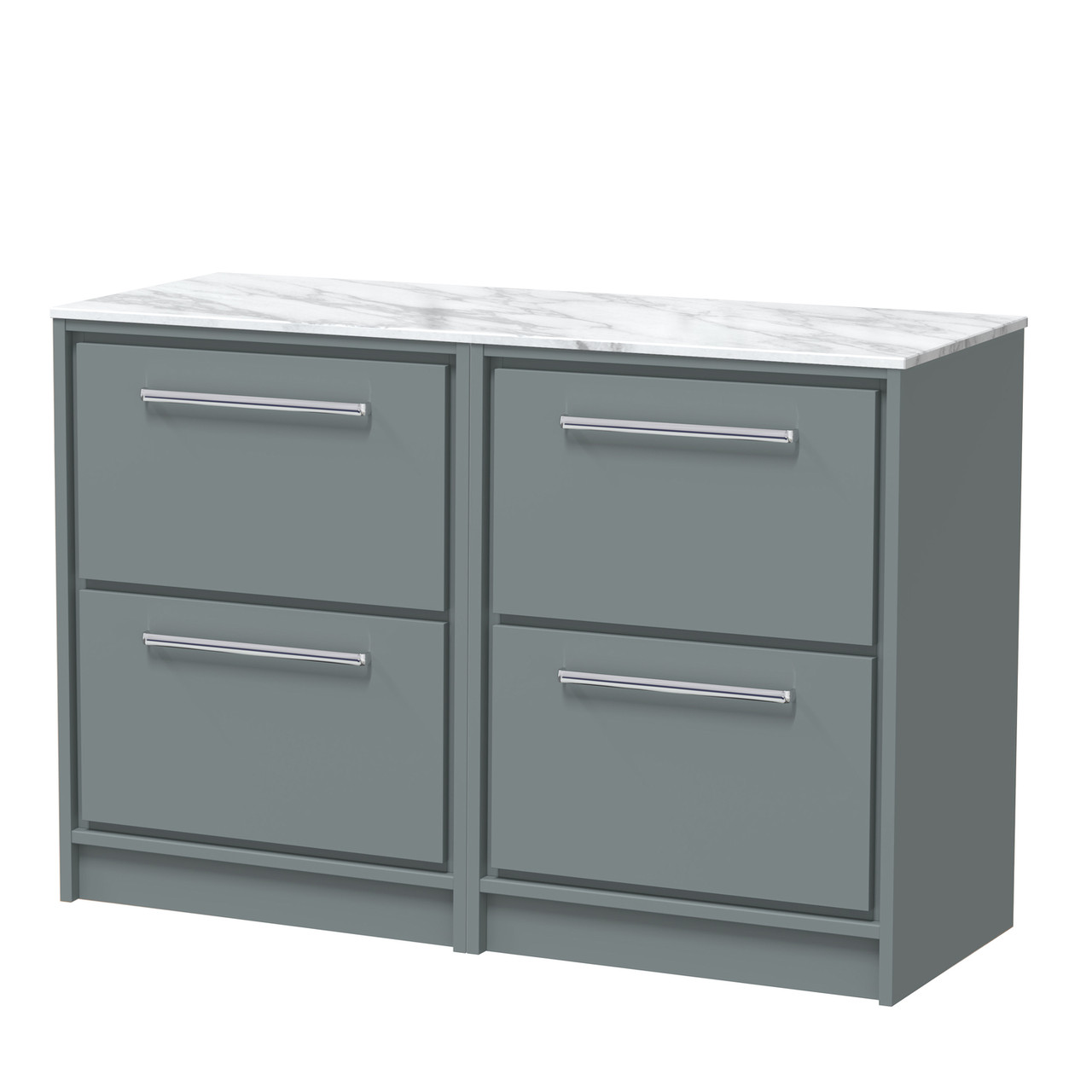 Hudson Reed Lille Matt 4 Drawer Vanity Unit with Carrera Marble Worktop
