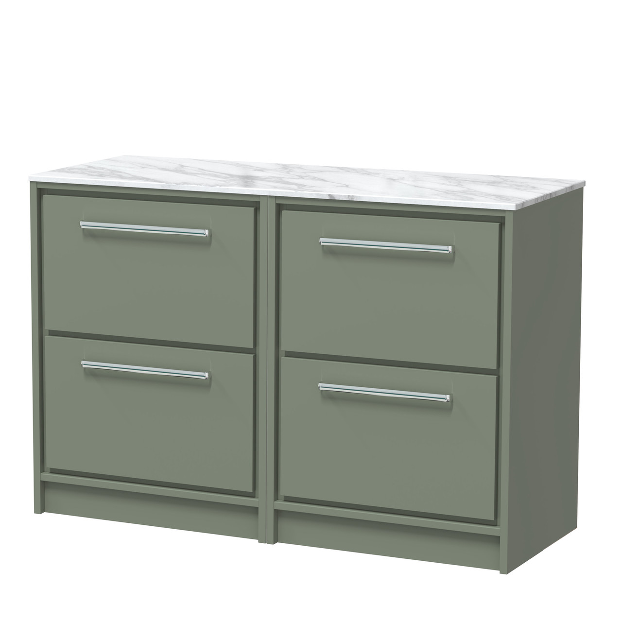 Hudson Reed Lille Matt 4 Drawer Vanity Unit with Carrera Marble Worktop