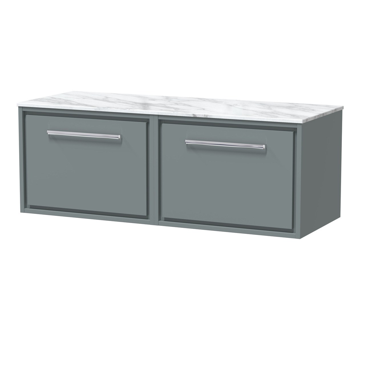 Hudson Reed Lille Matt Wall Hung 2 Drawer Vanity Unit with Carrera Marble Worktop