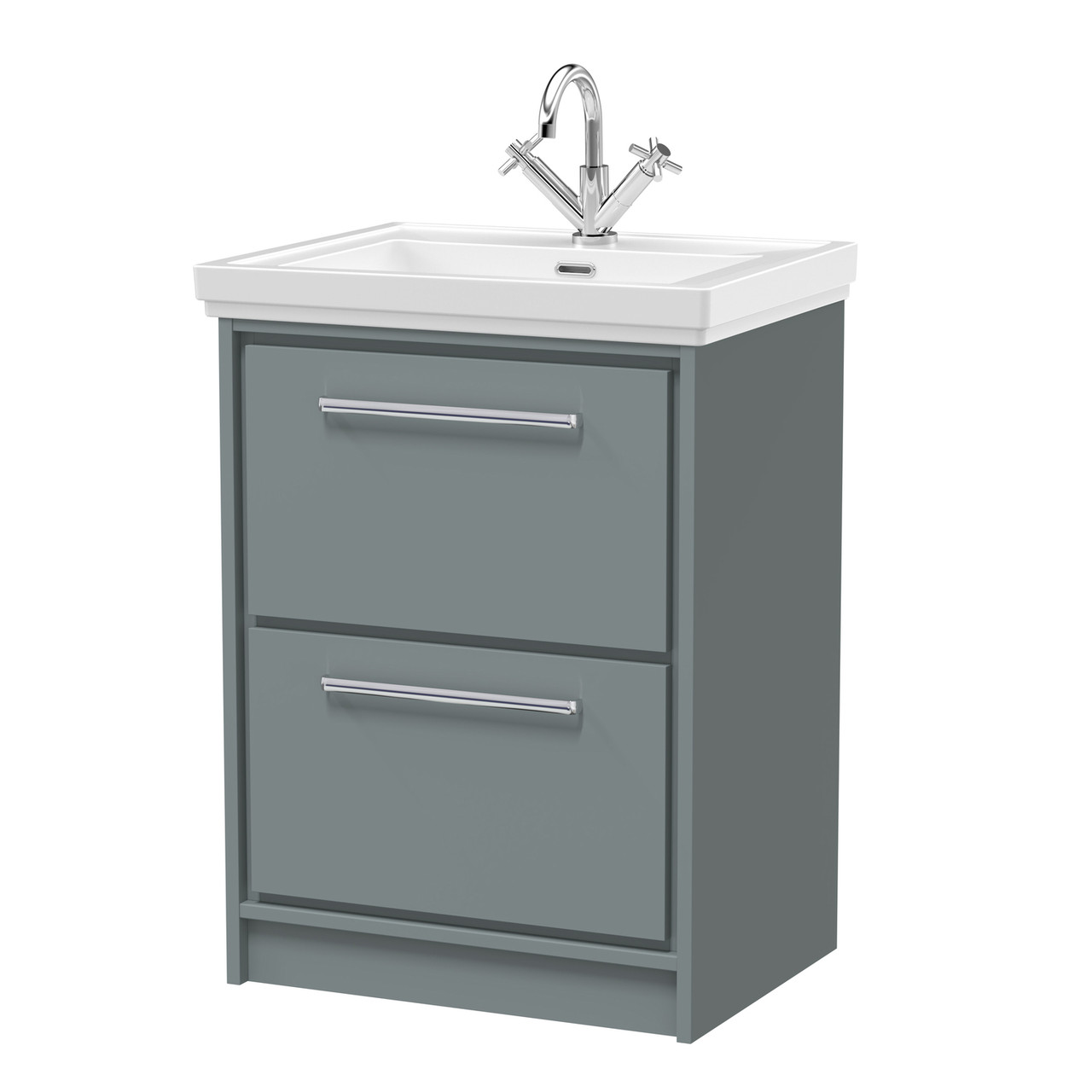 Hudson Reed Lille Matt 2 Drawer Vanity Unit and Classic Fireclay Basin