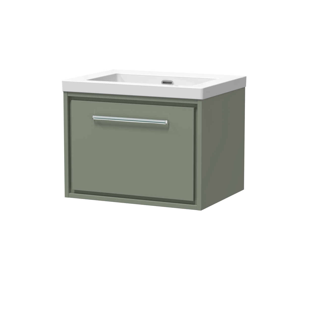 Hudson Reed Lille Matt Wall Hung Single Drawer Vanity Unit and Minimalist Fireclay Basin