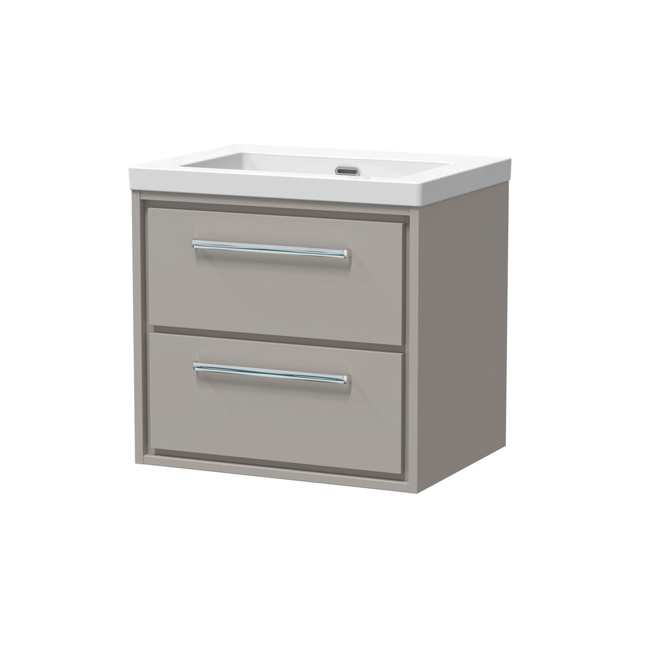 Hudson Reed Lille Matt Wall Hung 2 Drawer Vanity Unit and Minimalist Fireclay Basin