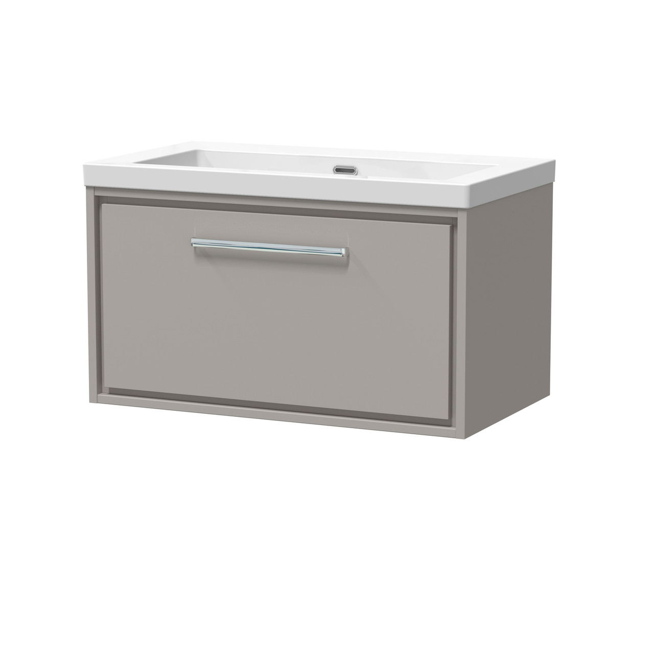 Hudson Reed Lille Matt Wall Hung Single Drawer Vanity Unit and Minimalist Fireclay Basin