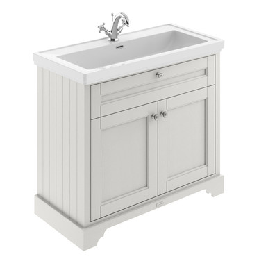 Old London Timeless Sand Woodgrain 2 Door Vanity Unit And Classic Fireclay Basin | | Mdf | 1000Mm