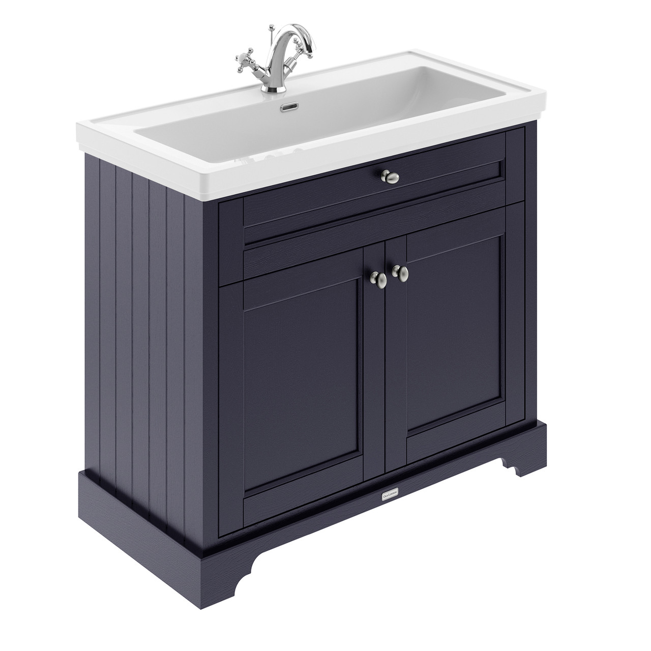 Old London Woodgrain 2 Door Vanity Unit and Classic Fireclay Basin