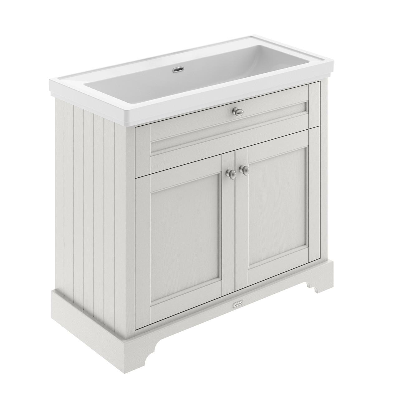 Old London Woodgrain 2 Door Vanity Unit and Classic Fireclay Basin