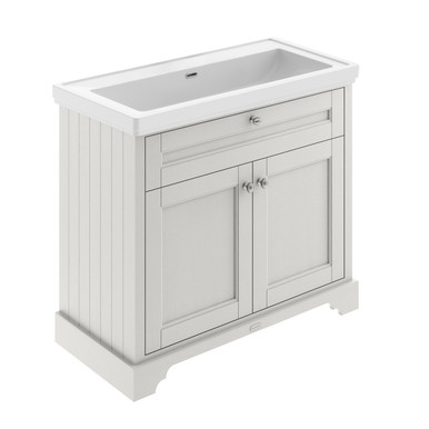 Old London Timeless Sand Woodgrain 2 Door Vanity Unit And Classic Fireclay Basin | | Mdf | 1000Mm