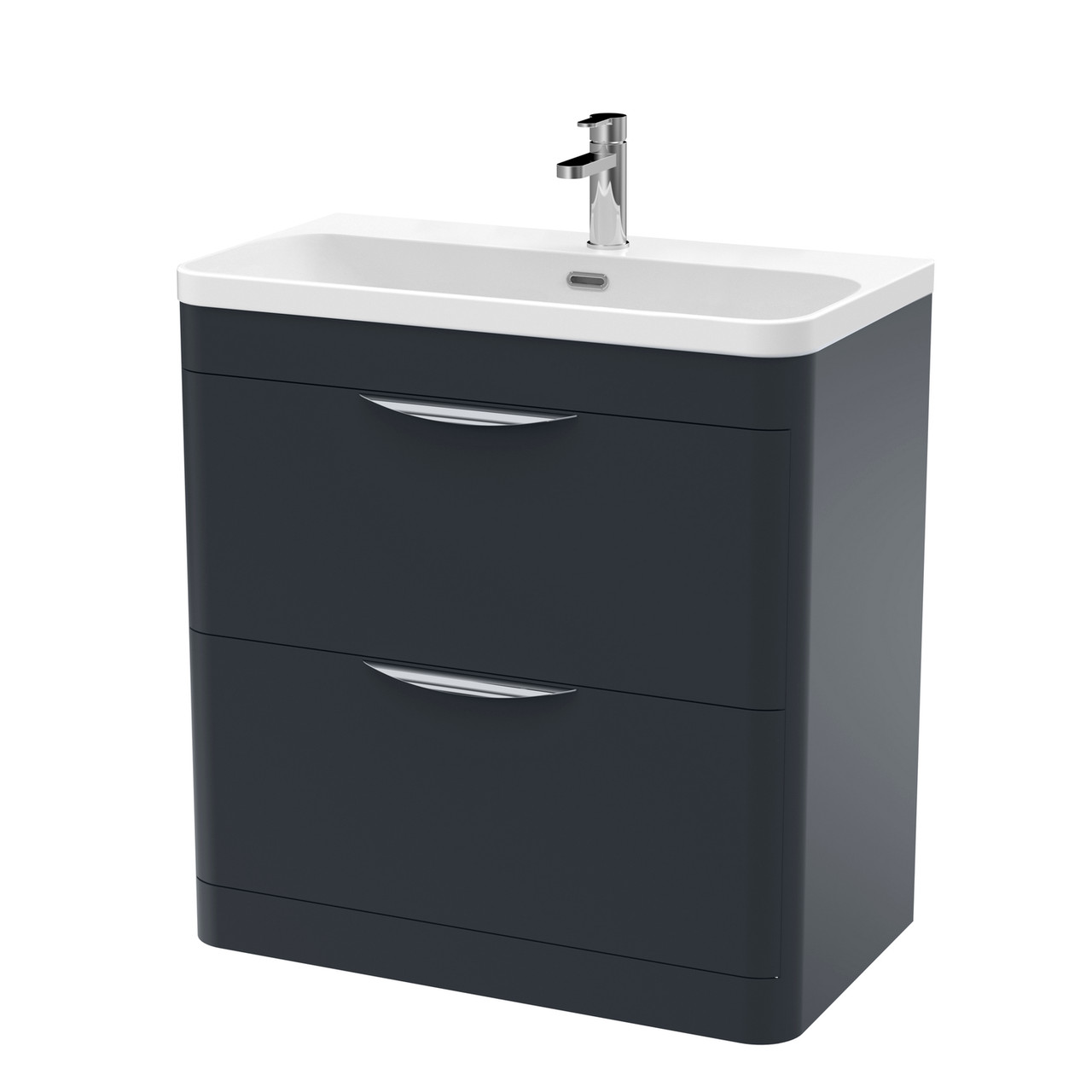 Nuie Parade Satin 2 Drawer Vanity Unit and Thin Edge Basin