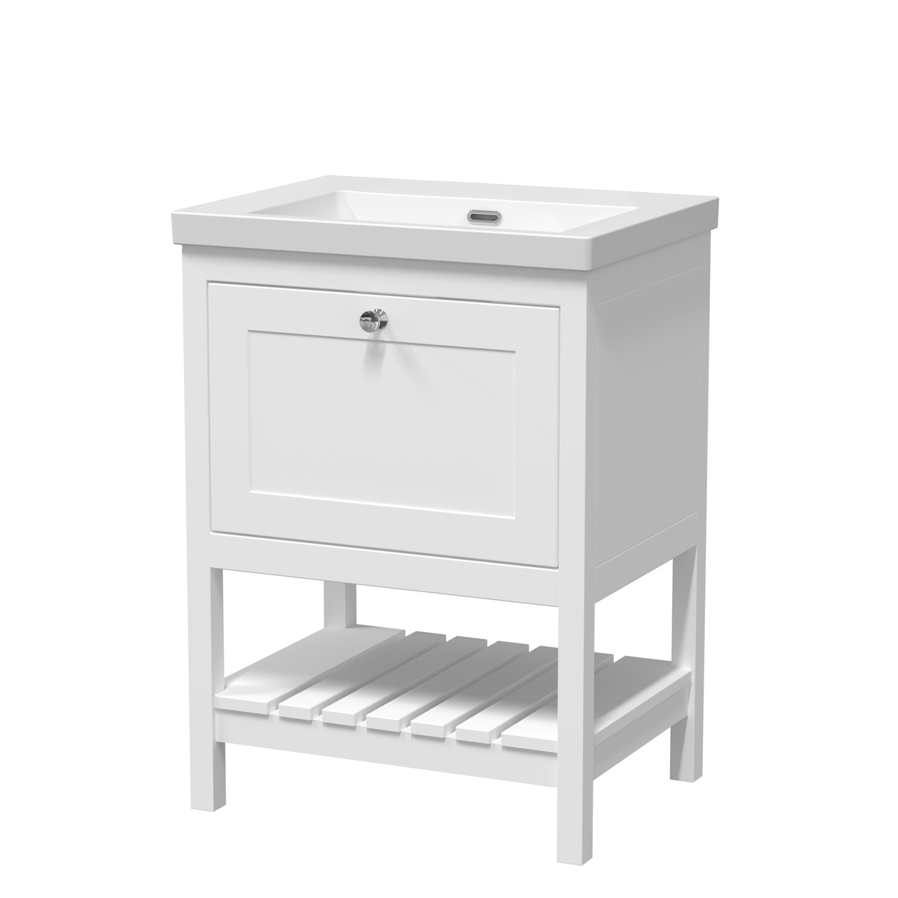 Old London Bexley Matt Single Drawer Vanity Unit and Minimalist Fireclay Basin