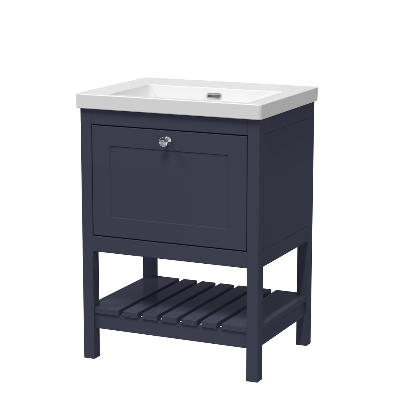 Old London Bexley Matt Single Drawer Vanity Unit and Minimalist Fireclay Basin