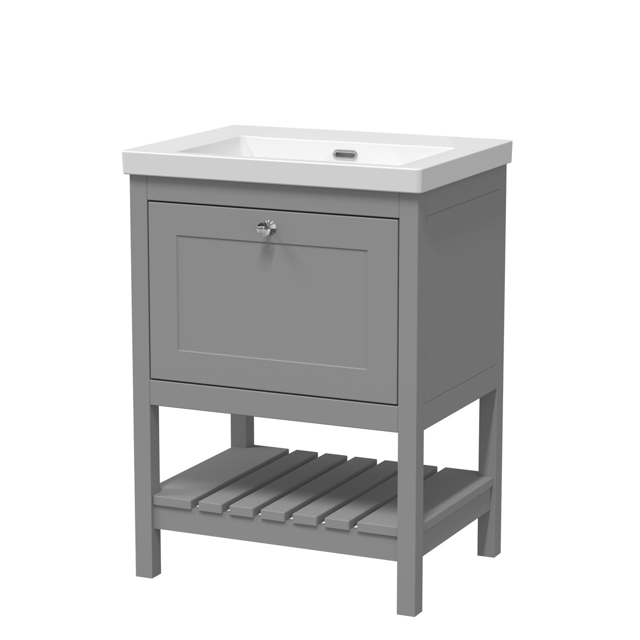 Old London Bexley Matt Single Drawer Vanity Unit and Minimalist Fireclay Basin