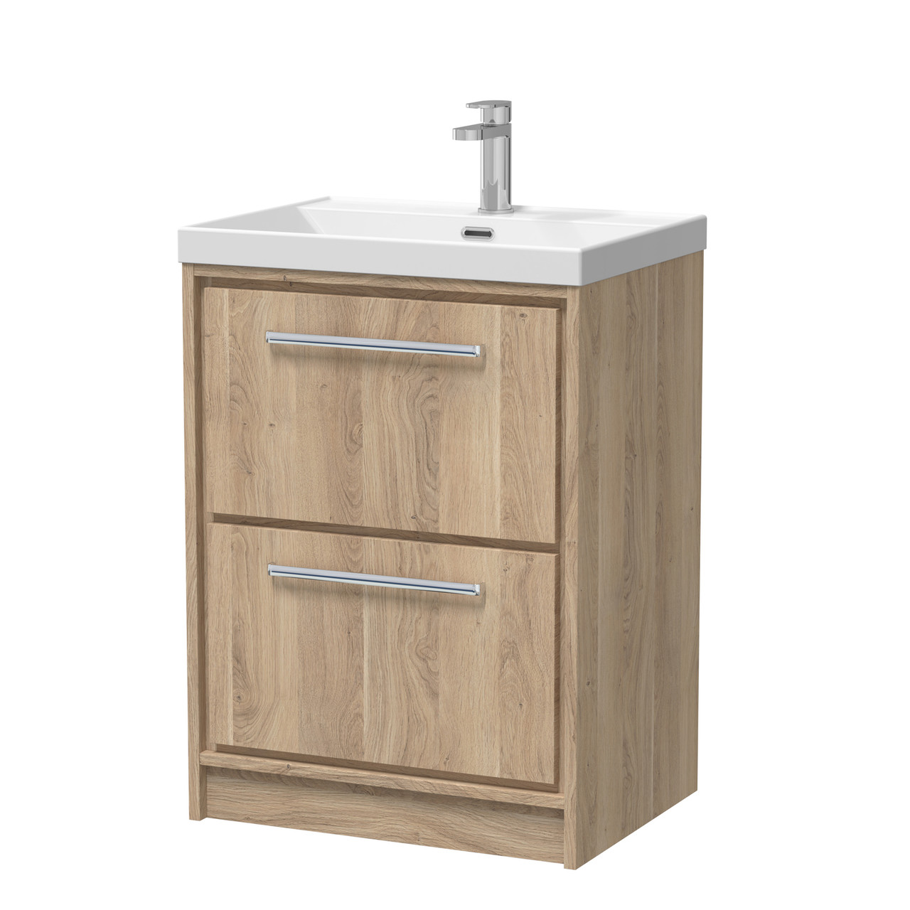Hudson Reed Lille Woodgrain 2 Drawer Vaniey Unit and Thin Edge Basin