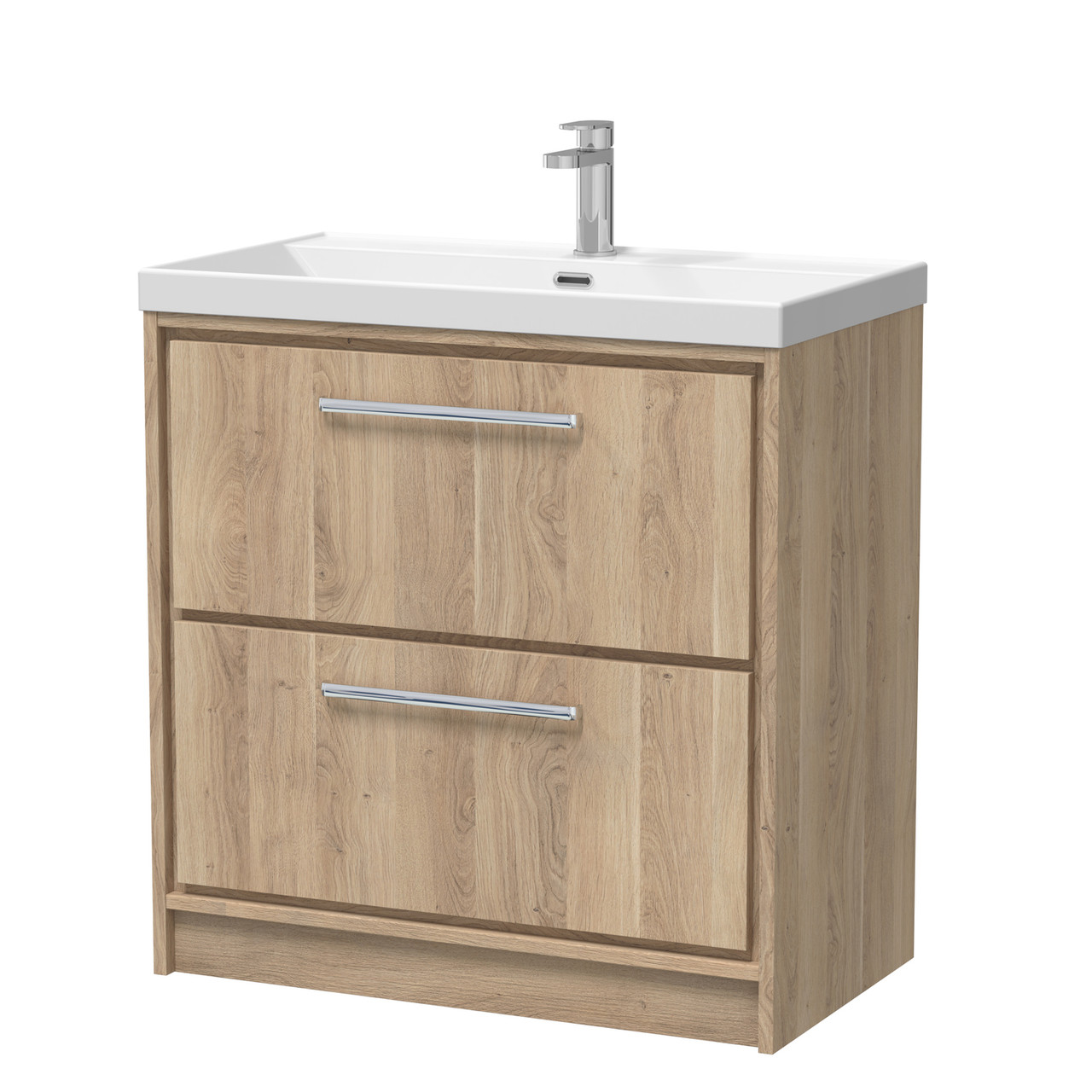 Hudson Reed Lille Woodgrain 2 Drawer Vanity Unit and Thin Edge Basin
