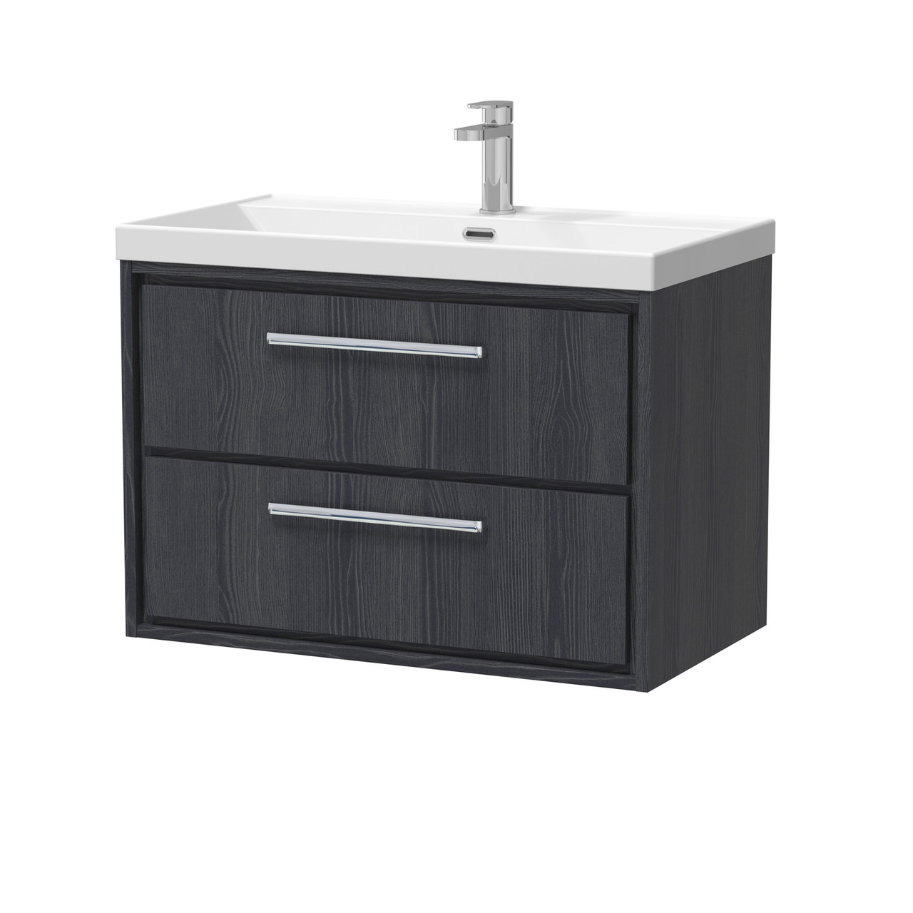 Hudson Reed Lille Woodgrain Wall Hung 2 Drawer Vanity Unit and Thin Edge Basin