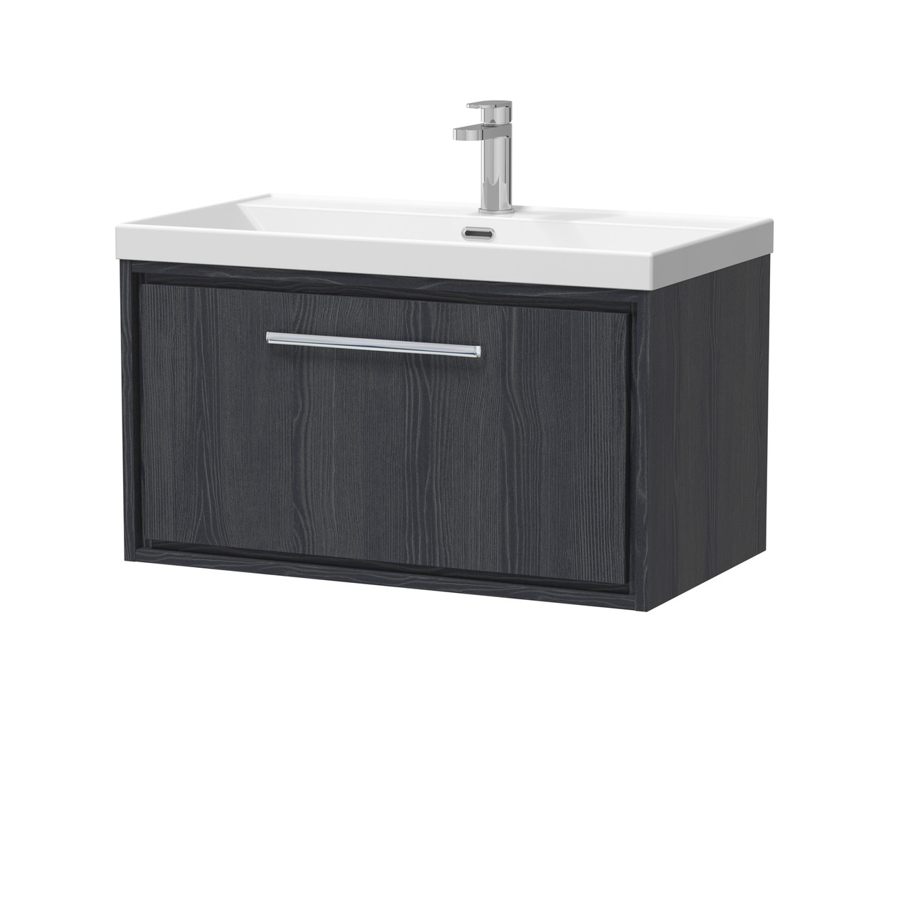 Hudson Reed Lille Woodgrain Wall Hung Single Drawer Vanity Unit and Thin Edge Basin