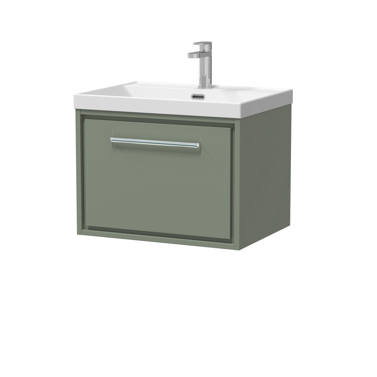 Hudson Reed Lille Matt Wall Hung Single Drawer Vanity Unit and Thin Edge Basin
