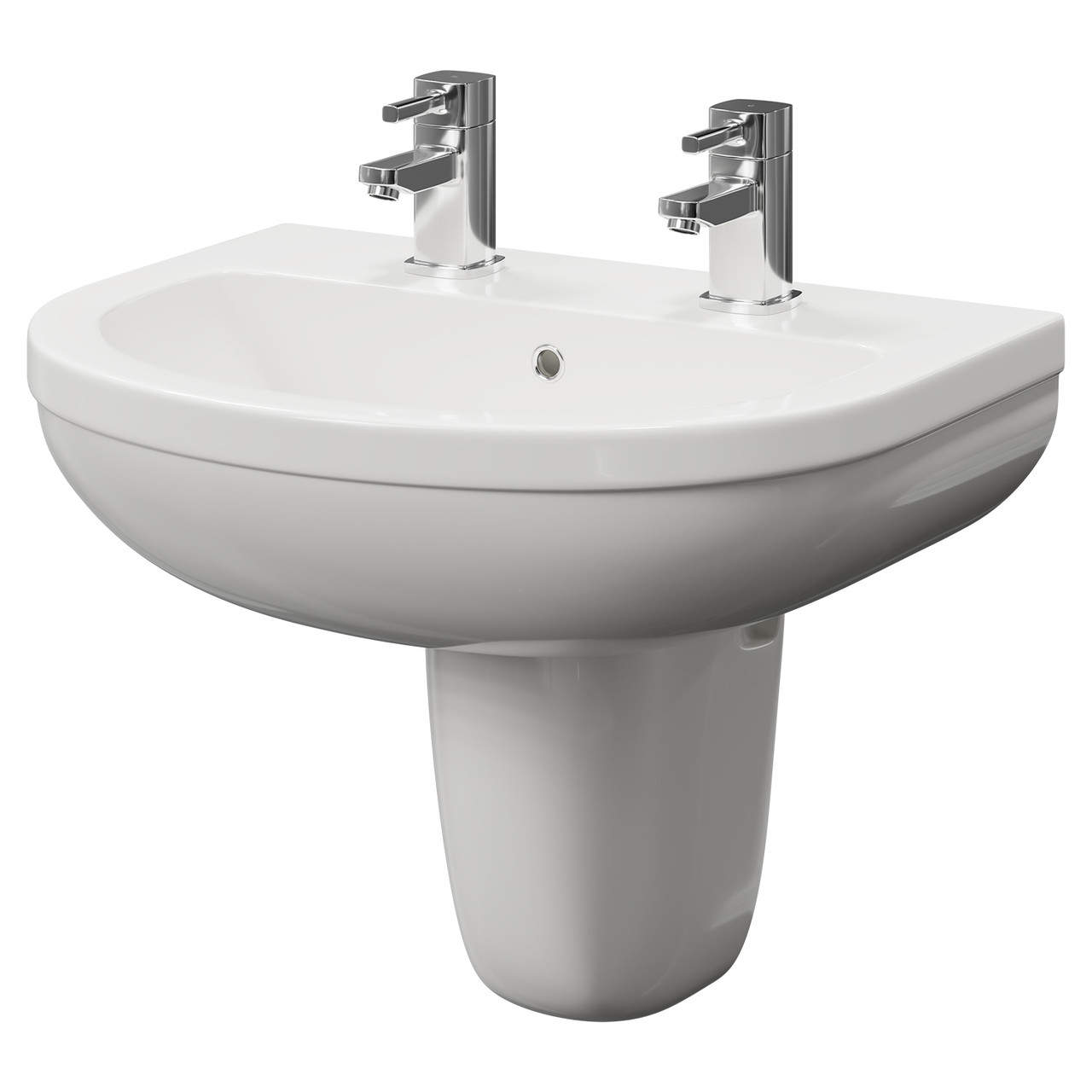 Ideal Basin with 2 Tap Holes and Semi Pedestal