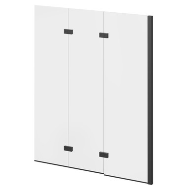 Ocho Colore Matt Black 1250mm Right Hand Three Panel Infold Bath Shower ...