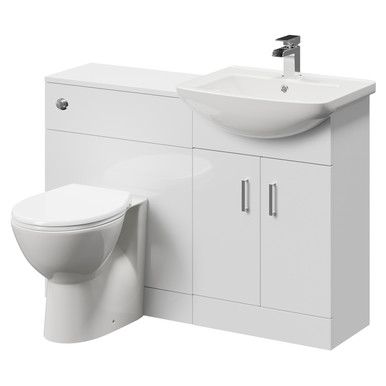 Wholesale Domestic Gloss White Modena Cento 2 Door Vanity Unit Toilet Suite | | Abs Polished Chrome | 1150Mm