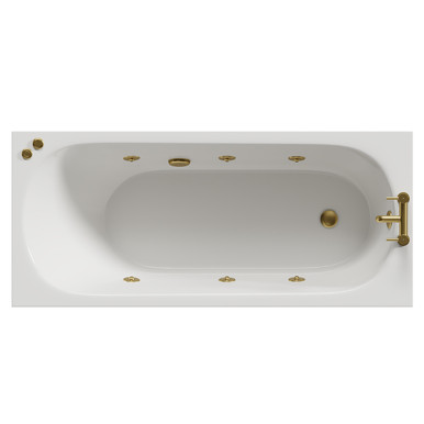 Wholesale Domestic White Compact 6 Jet Brushed Brass V-Tec Single Ended Whirlpool Bath | | Acrylic | 1600Mm X 700Mm