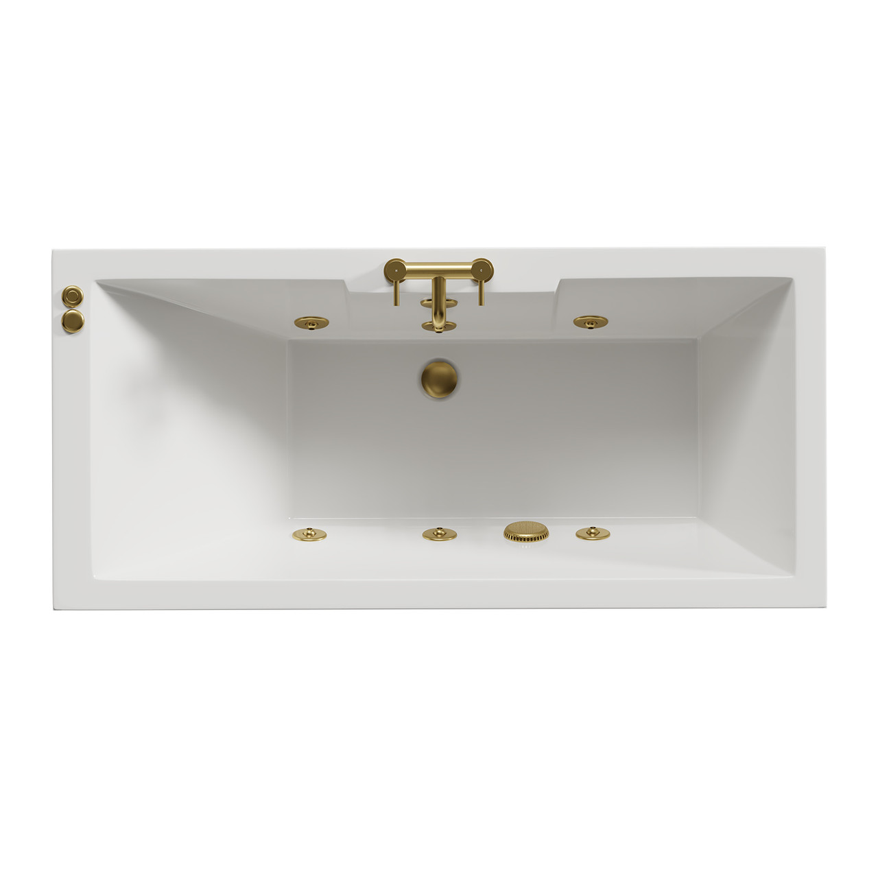 Legend Baths Legend Left Hand 6 Jet Brushed Brass V-Tec Single Ended Whirlpool Bath