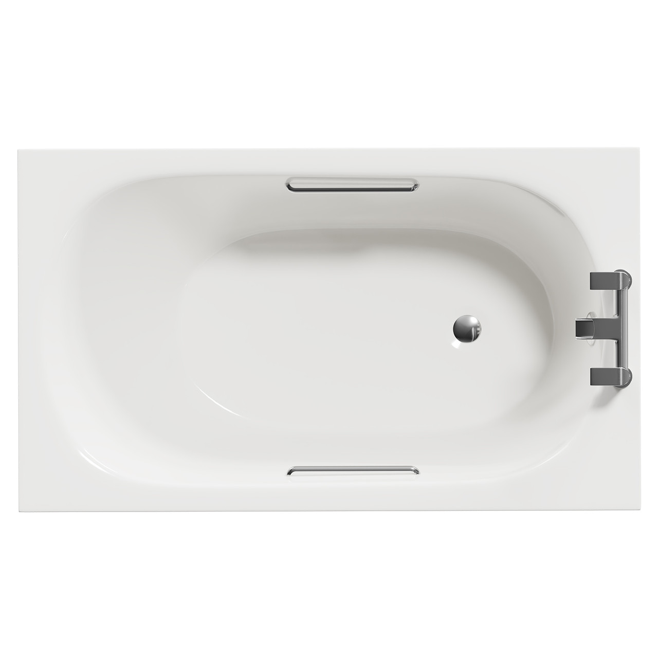 Compact Straight Single Ended Bath with Chrome Hand Grips