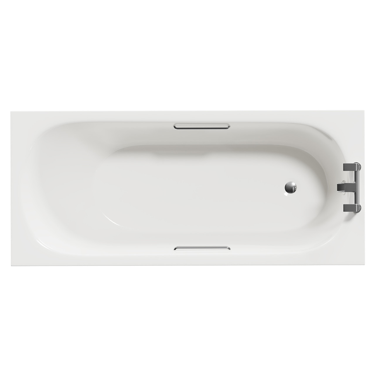 Compact Straight Single Ended Bath with Chrome Hand Grips