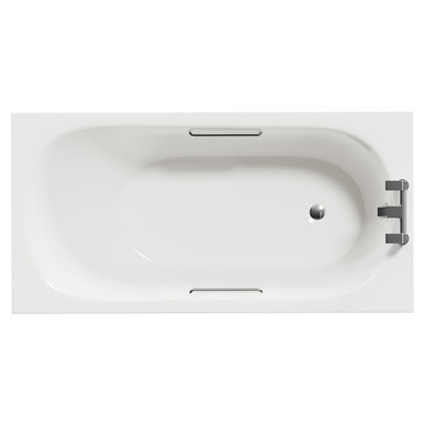 Wholesale Domestic White Compact Straight Single Ended Bath With Chrome Hand Grips | | Acrylic | 1400Mm X 700Mm